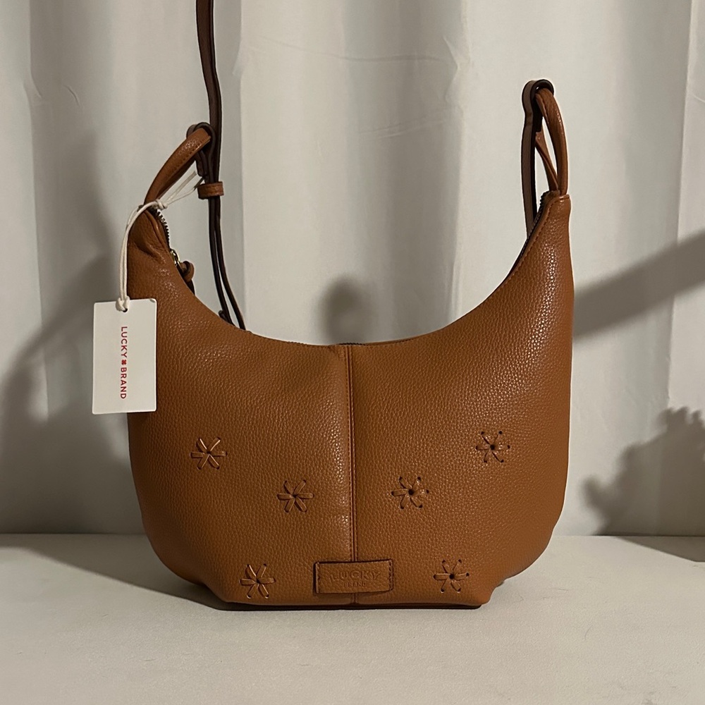 Lucky Brand Tan Floral Embossed Shoulder Bag